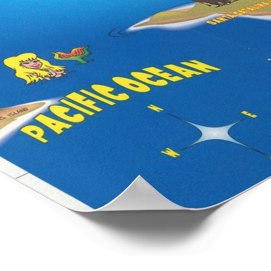 Poster Zuid-Californische kaart (Hoek)