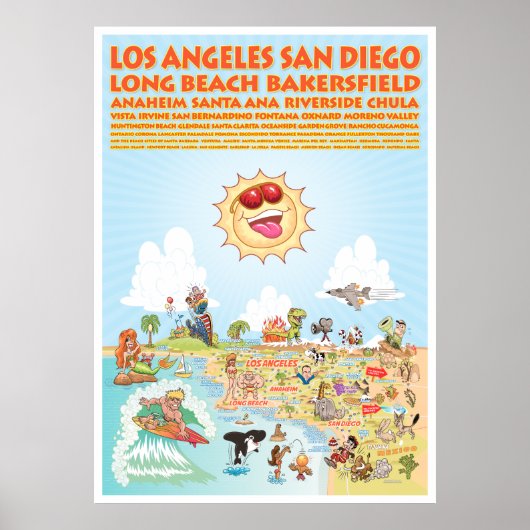 Poster Zuid-Californische steden (Voorkant)