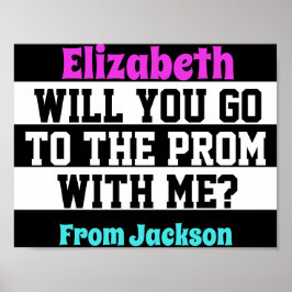 Poster zwart, wit en roze