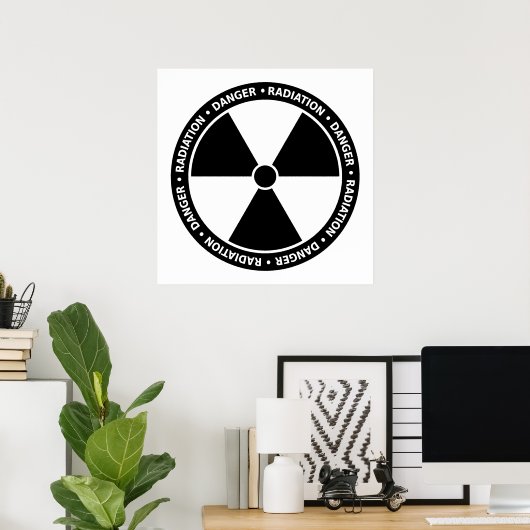 Poster zwart-wit radiatiesymbool (Thuiskantoor)