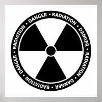 Poster zwart-wit radiatiesymbool