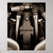 Poster zwart-wit vliegtuigmotor (Voorkant)