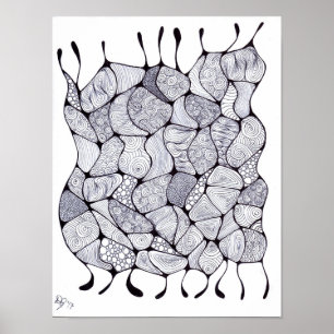 Poster zwart-wit Zia Tangle