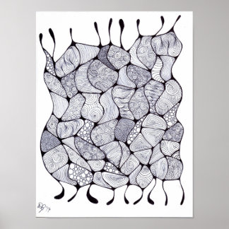 Poster zwart-wit Zia Tangle
