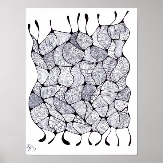 Poster zwart-wit Zia Tangle (Voorkant)