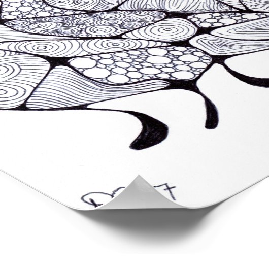 Poster zwart-wit Zia Tangle (Hoek)