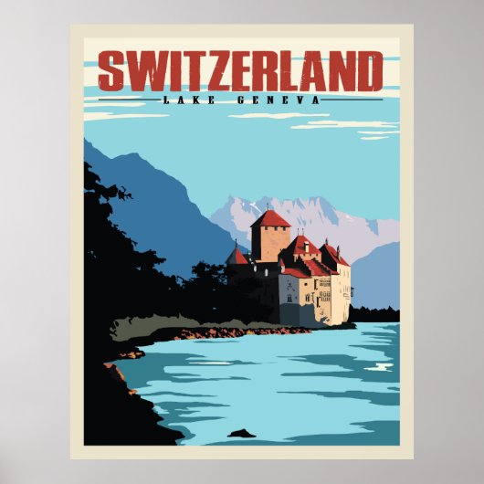 Poster - Zwitserland Meer van Genève (Voorkant)