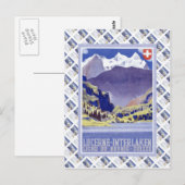  Poster Zwitserse Raulway, Interlaken Luzern Briefkaart (Voorkant / Achterkant)