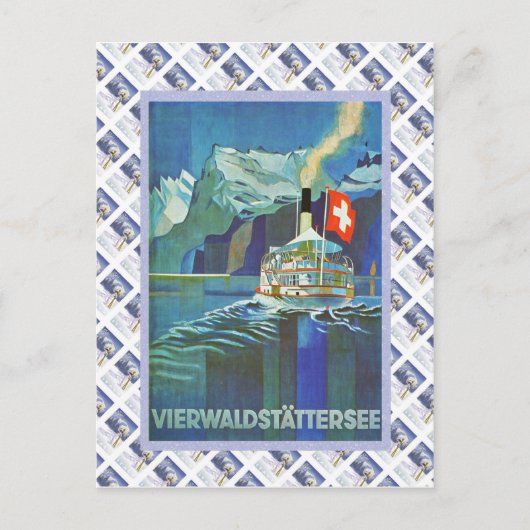 Poster Zwitserse Raulway, Vierwaldstattersee Briefkaart (Voorkant)