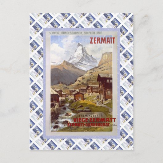  Poster Zwitserse Raulway, Zermatt Briefkaart (Voorkant)