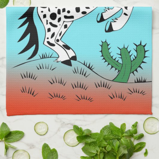 Posterd paard in de woestijn keukenkeuken theedoek (Gevouwen)