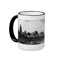 Posterized Chicago Skyline Coffee Mok