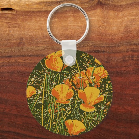 Posterized Poppies Sleutelhanger (Voorkant)