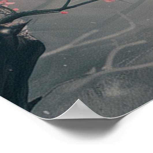 PosterKitsune Spirit – Japanese Fox in Blossom For Poster (Hoek)