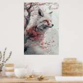 PosterKitsune Spirit – Japanese Fox in Blossom For Poster (Keuken)