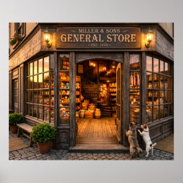 Posterprint Muurdecoratie Oude Winkel uit Vervloge Poster