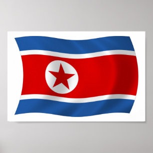 Posterprint Noord-Koreaanse vlag Poster