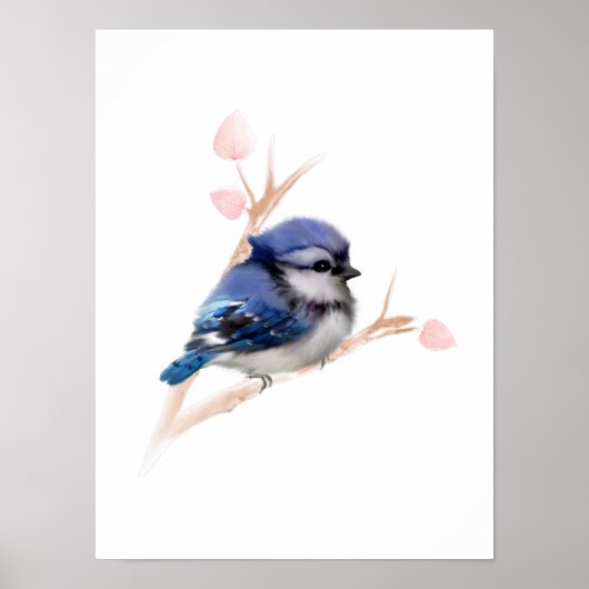 Posterprint van Blauwe Gaai-vogel Poster (Voorkant)