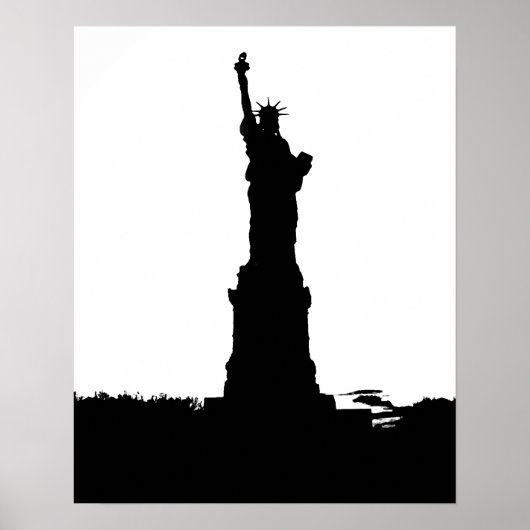 Posterprint van de silhouet van het Vrijheidsbeeld Poster (Voorkant)