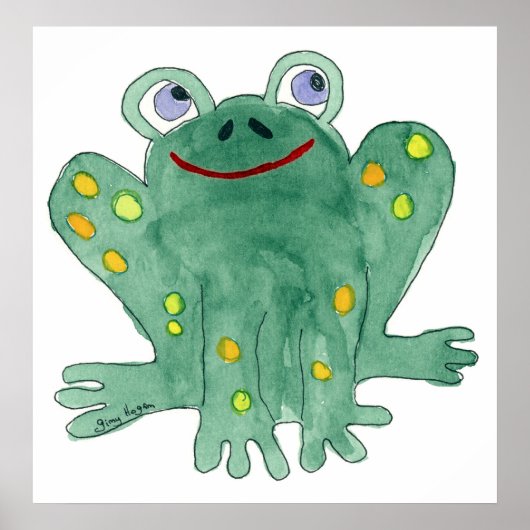 Posters en Prints van Cute Frog (Voorkant)