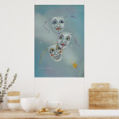 Posters, fijne kunst - Geluksmaskers Poster (Keuken)
