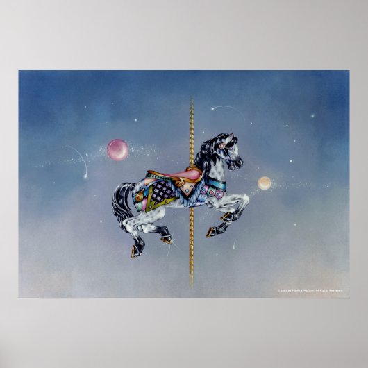 Posters, fijne kunst - grijze Mare Carousel Horse Poster (Voorkant)