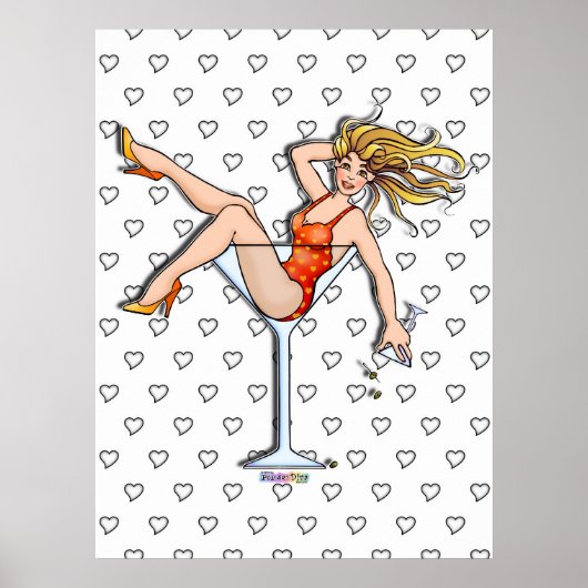 Posters, Prints - Meisje in een Martini Glas, Oliv (Voorkant)