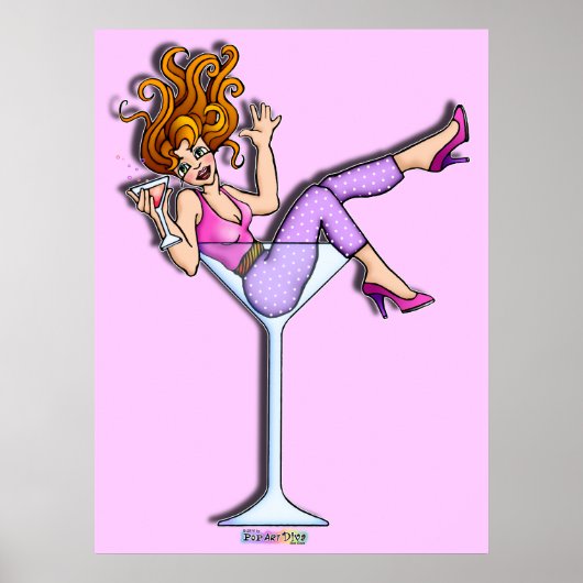 Posters, Prints - Meisje in Martini Glass, Lil Red (Voorkant)
