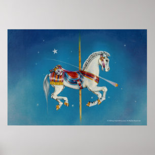 Posters, Prints - Rood, Wit & Blauw Carrouselpaard