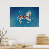 Posters, Prints - Rood, Wit & Blauw Carrouselpaard (Keuken)