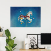 Posters, Prints - Rood, Wit & Blauw Carrouselpaard (Thuiskantoor)