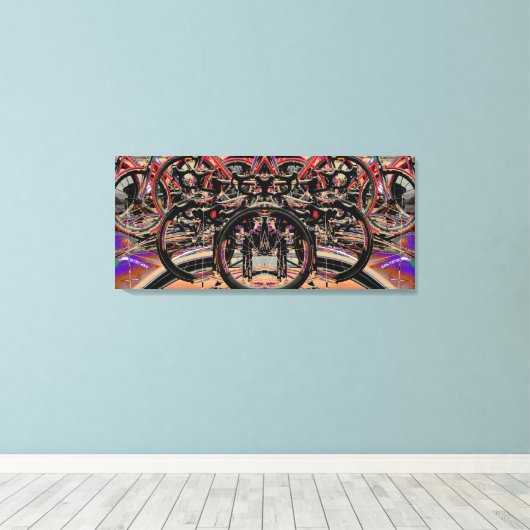 Posters van abstracte fietsen (Britse rondleiding  Canvas Afdruk (Insitu (Houten vloer))