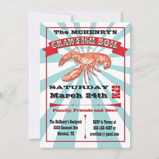 Posters van Crawfish Boil Party Kaart (Voorkant)