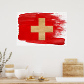 Posters van de Zwitserse vlag (Keuken)