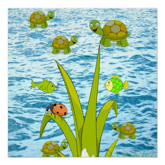 Posters van visgerei en Poster van schildpadden (Voorkant)