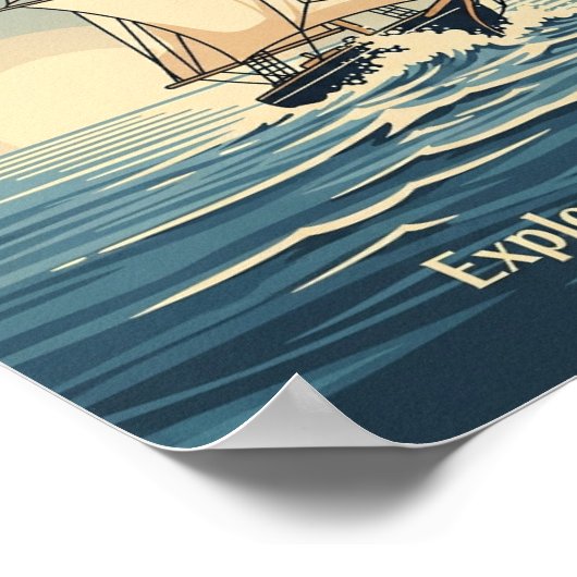 Posters Vintage Ocean Sailboat Print (Hoek)