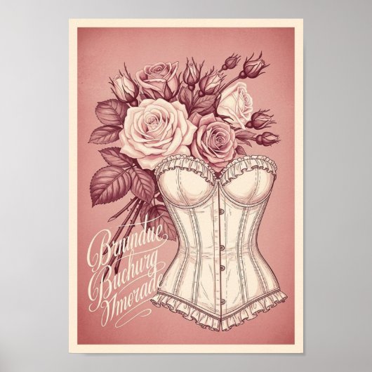 Posters Vintage Roze Corset Print (Voorkant)