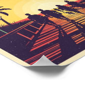 Posters Vintage Strand Zonsondergang Print (Hoek)