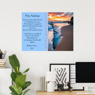 Posters voor brand en ijsblauwe oceaan