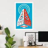 Posters voor één radiodienst op vliegveld (Thuiskantoor)