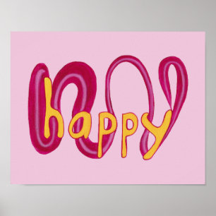 Posters voor Happy Word Positive Affirmation