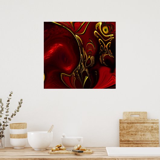 Posters ZIZZAGO Art Abstract Red Black Gold 5 (Keuken)