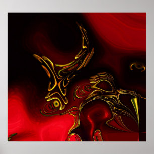 Posters ZIZZAGO Kunst Abstract Rood Zwart Goud 2
