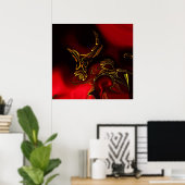 Posters ZIZZAGO Kunst Abstract Rood Zwart Goud 2 (Thuiskantoor)