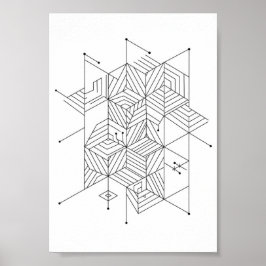 Posters Zwart en Wit Geometrisch Patroon