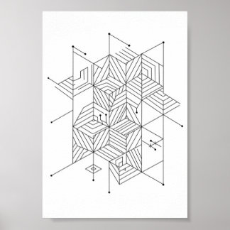 Posters Zwart en Wit Geometrisch Patroon
