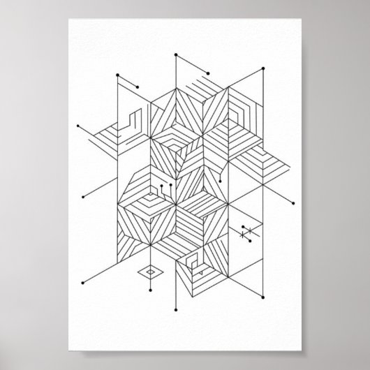 Posters Zwart en Wit Geometrisch Patroon (Voorkant)