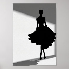 Posters Zwart en Wit Modieuze Silhouet