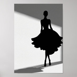 Posters Zwart en Wit Modieuze Silhouet