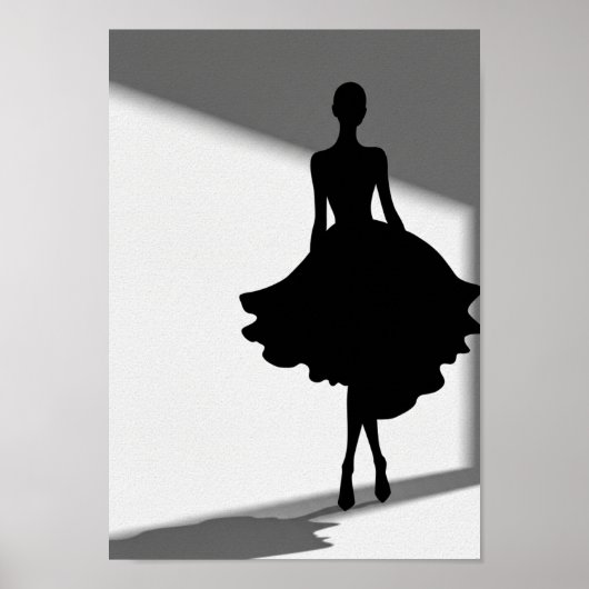Posters Zwart en Wit Modieuze Silhouet (Voorkant)